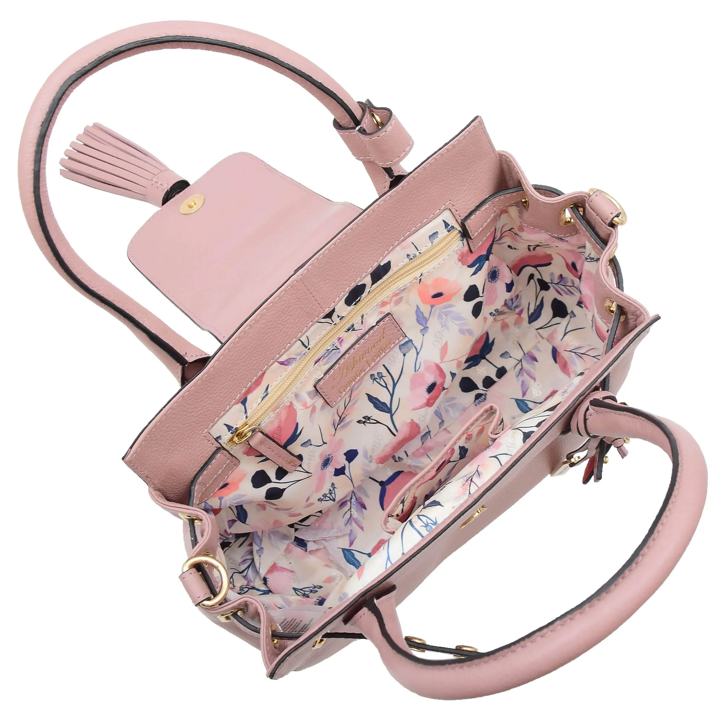 Womens Genuine Leather Handbag Tote Hobo Top Handle Dress Bag Claudia Baby Pink