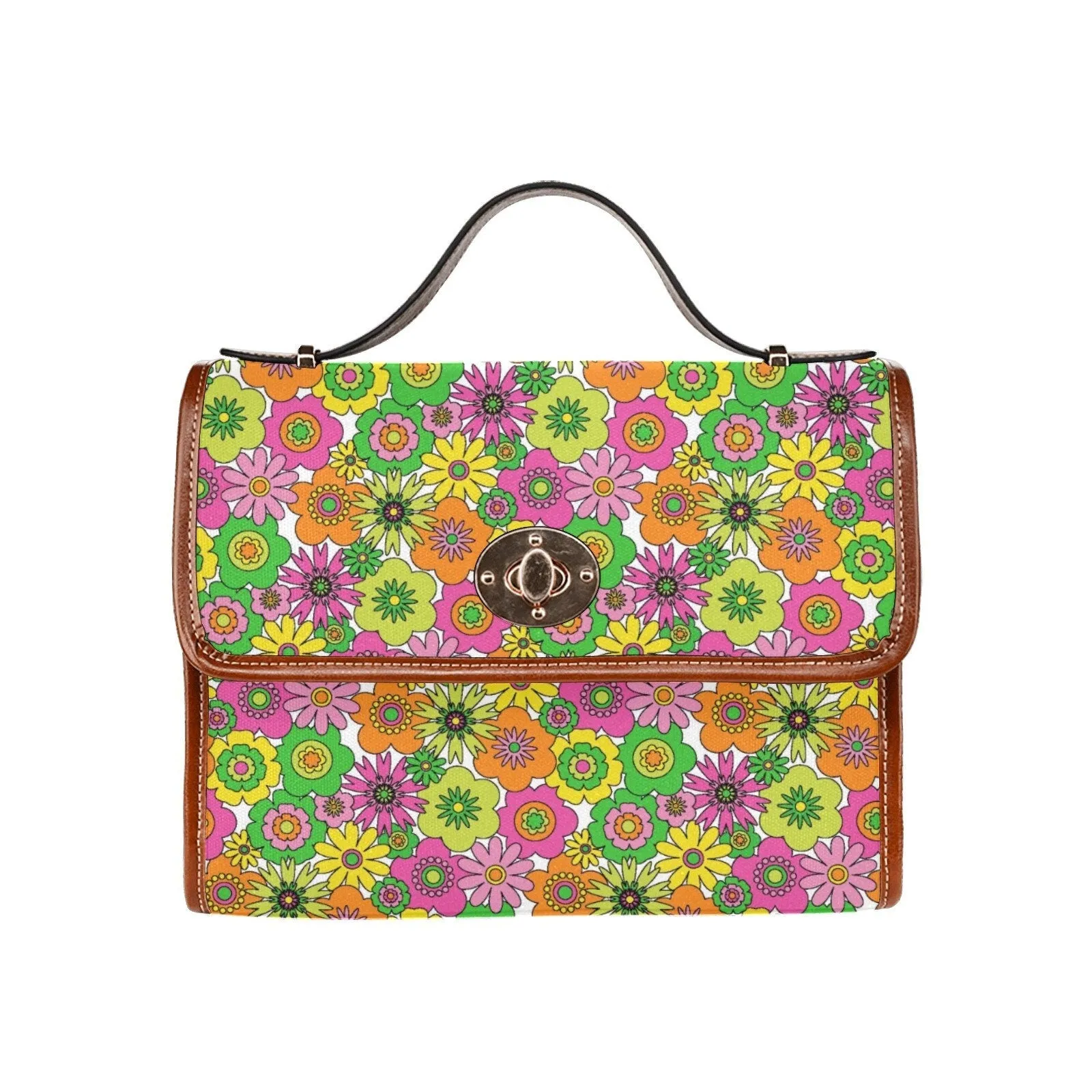 Women's Handbag, Retro Handbag, Women's Purse, 70s Style bag, 70s Style purse, Floral Handbag, Neon Bag, 70s inspired, 60s style purse