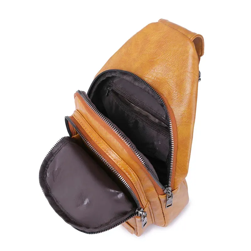 Women's Vintage Chest Pack Retro PU Leather Shoulder Bag