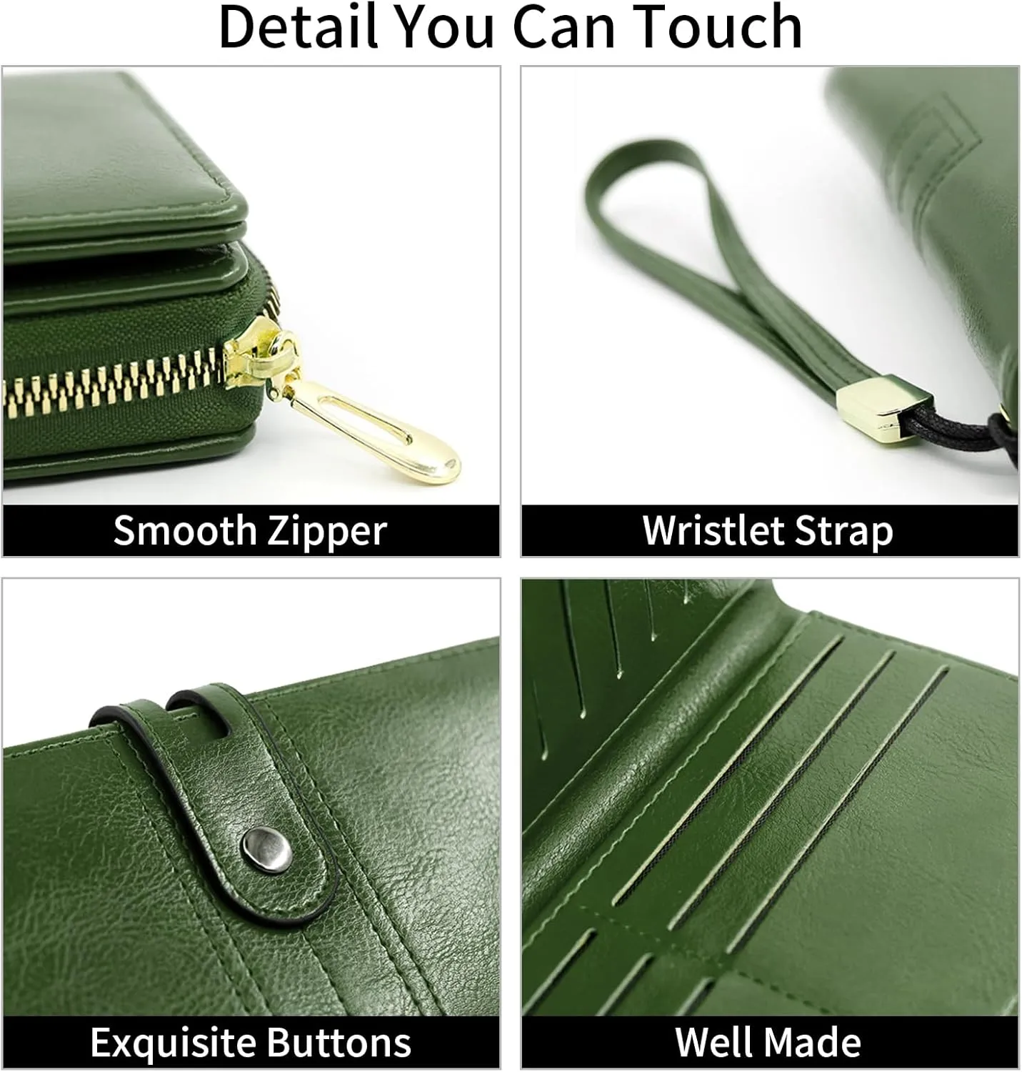 Women's Wallet Large Capacity RFID Blocking Leather Wristlet Clutch Credit Card Holder Wallets for Women