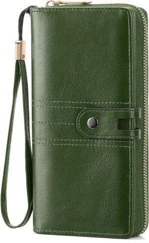 Women's Wallet Large Capacity RFID Blocking Leather Wristlet Clutch Credit Card Holder Wallets for Women