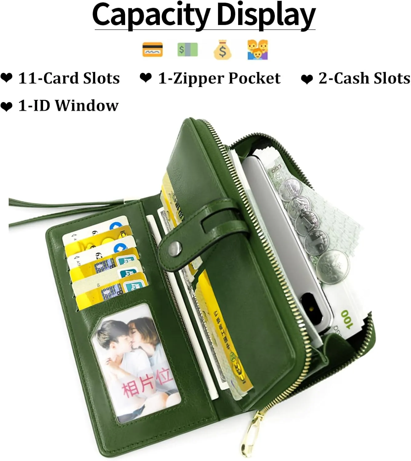 Women's Wallet Large Capacity RFID Blocking Leather Wristlet Clutch Credit Card Holder Wallets for Women